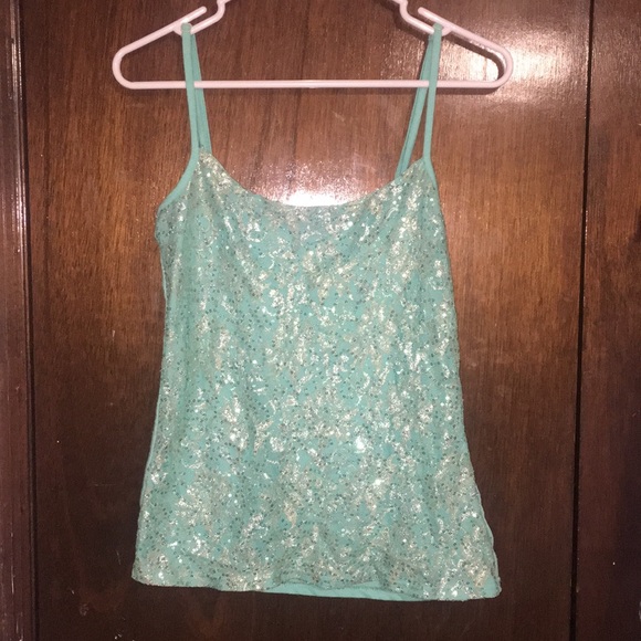 Charlotte Russe Tops - Seafoam/Teal Sequin Cami Top